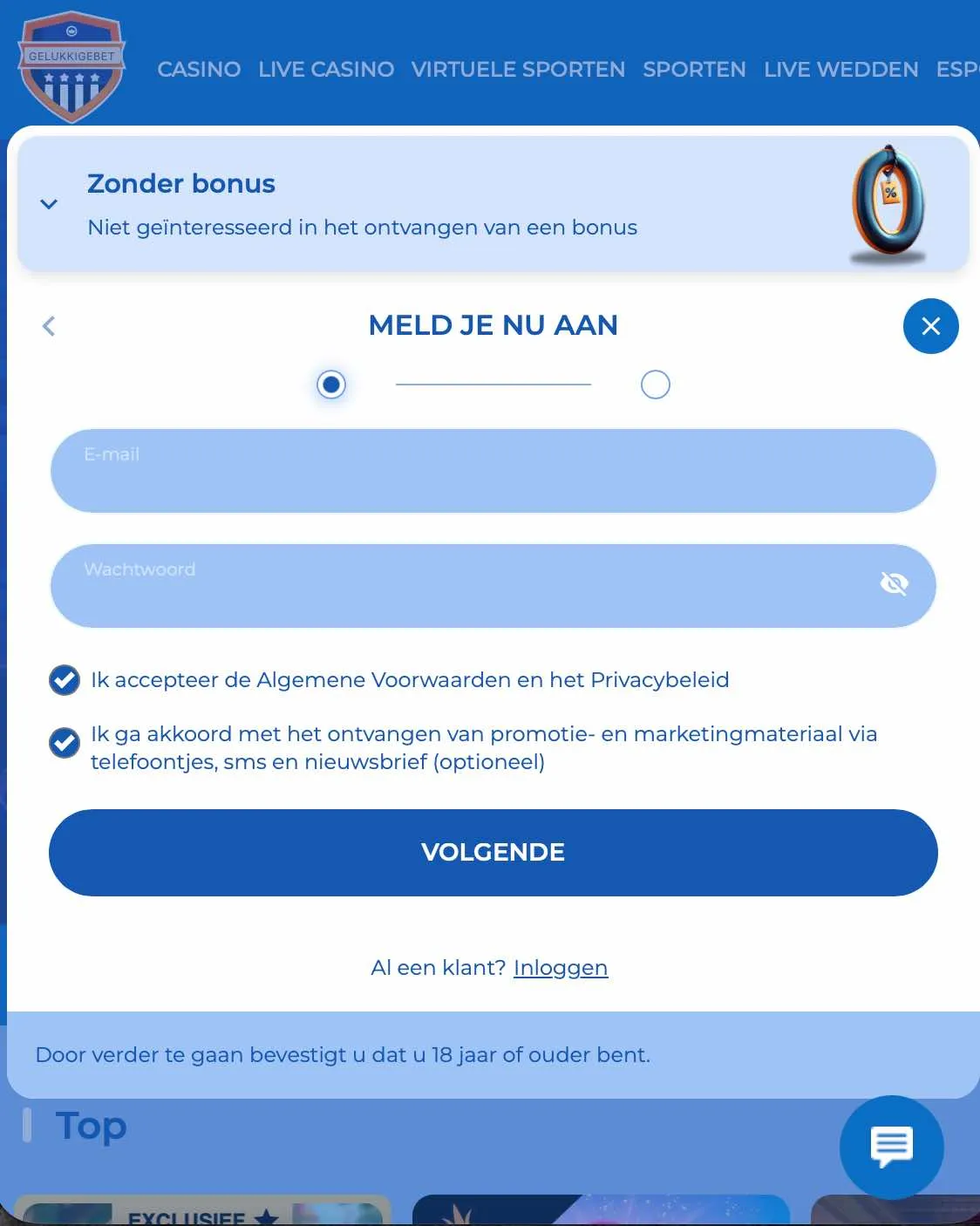 Registreren bij Felicebet